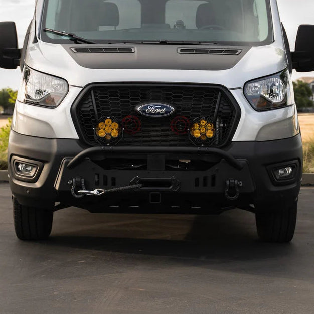 ekko ford transit front bumper, winch, and lights