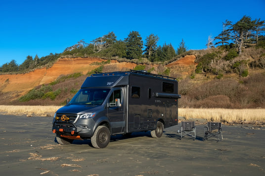 winnebago ekko upgrades on sandy beach in washington