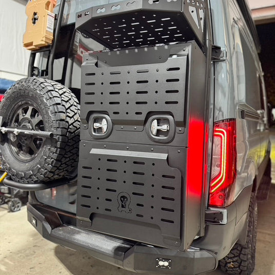 tiffin sprinter shop in washington wolf pack overland with oel box, tire carrier, a rear bumper step