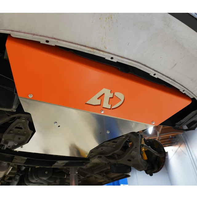 orange skid plate from agile off road on sprinter 2wd