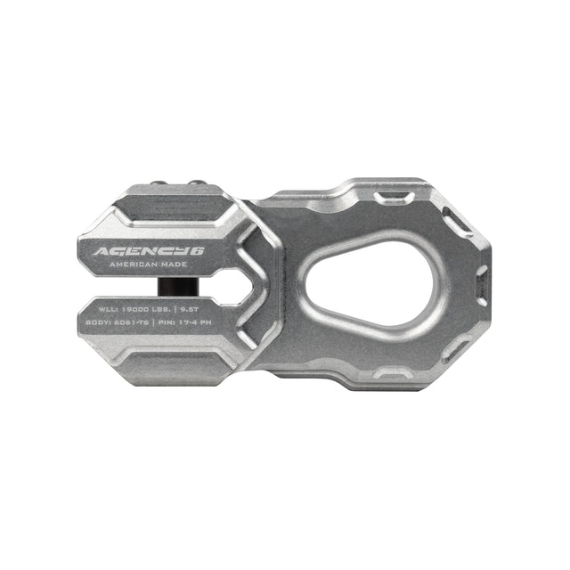 Agency 6 Billet Winch Shackle - Raw Aluminum - Wolf Pack Overland