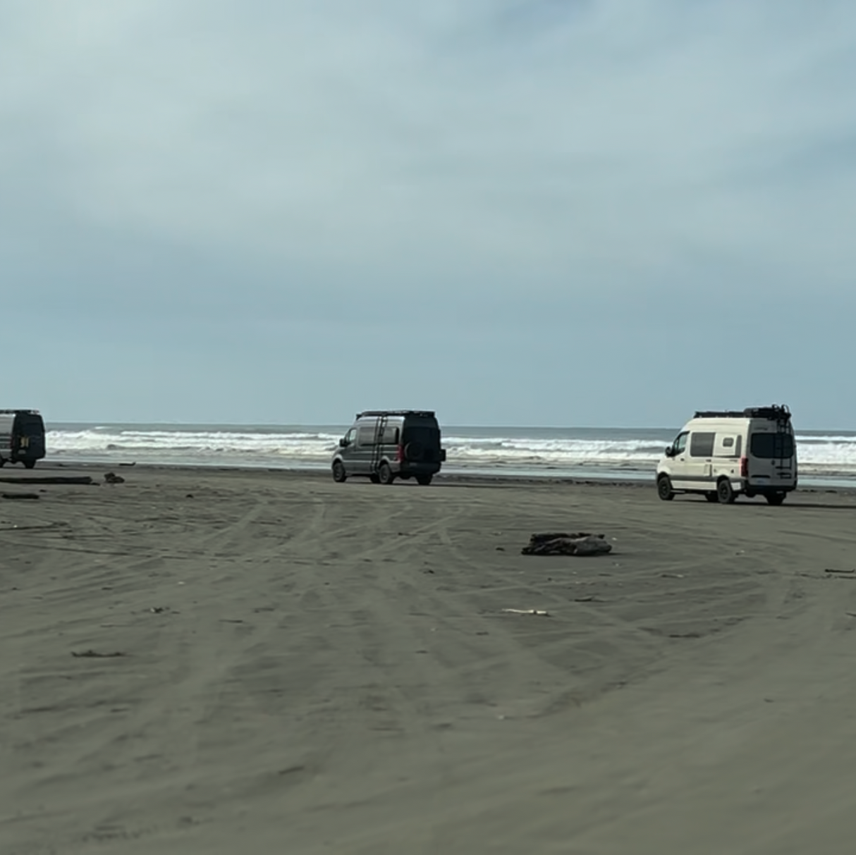 winnebago revels driving on the beach