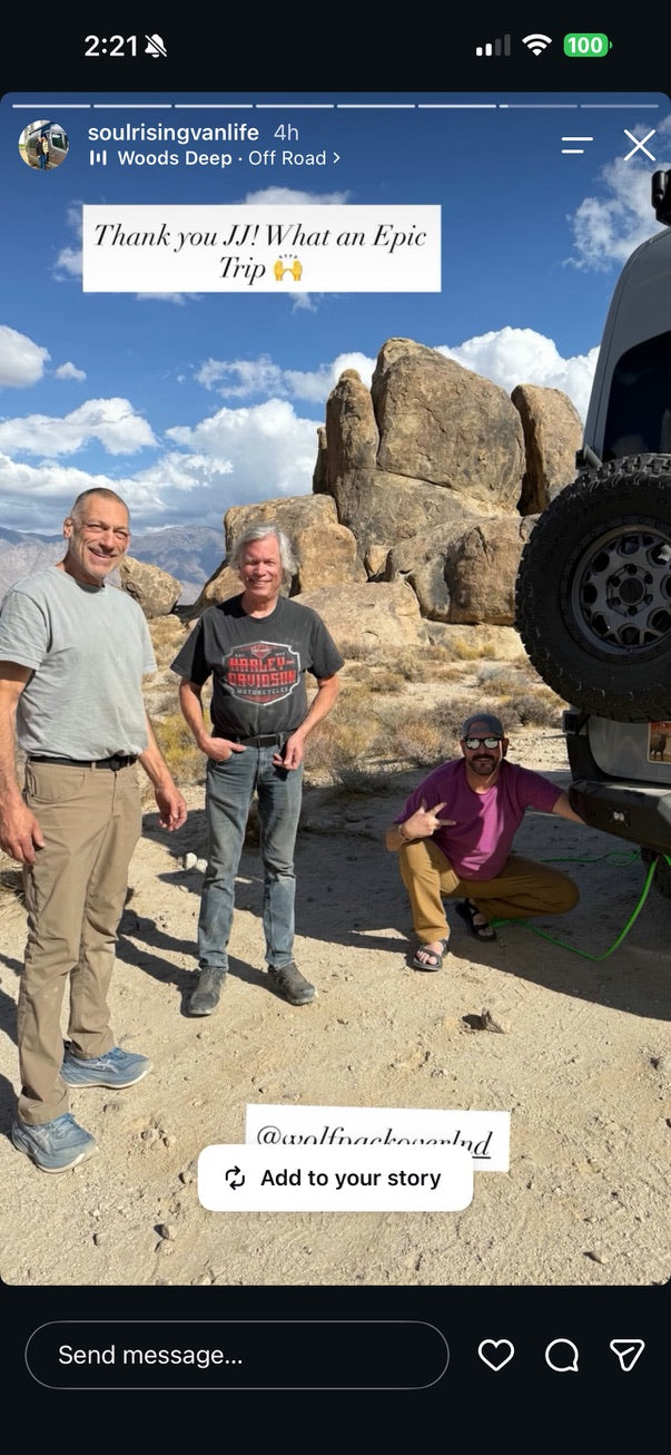 mike and andy airing up their vans in the alabama hills 