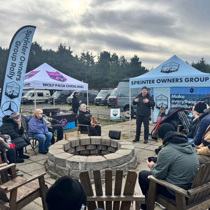 wolf pack overland training class at the beach with sprinter owners group