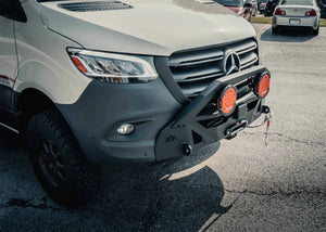 Backwoods scout bumper with bull bar low profile light mounts wolf pack overland