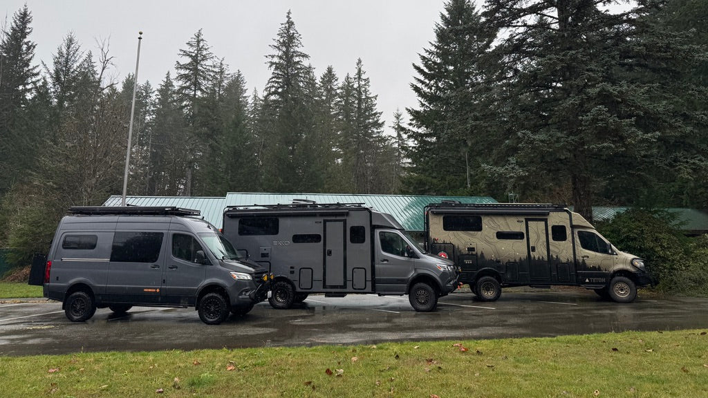 Wolf Pack Overland vans at the shop