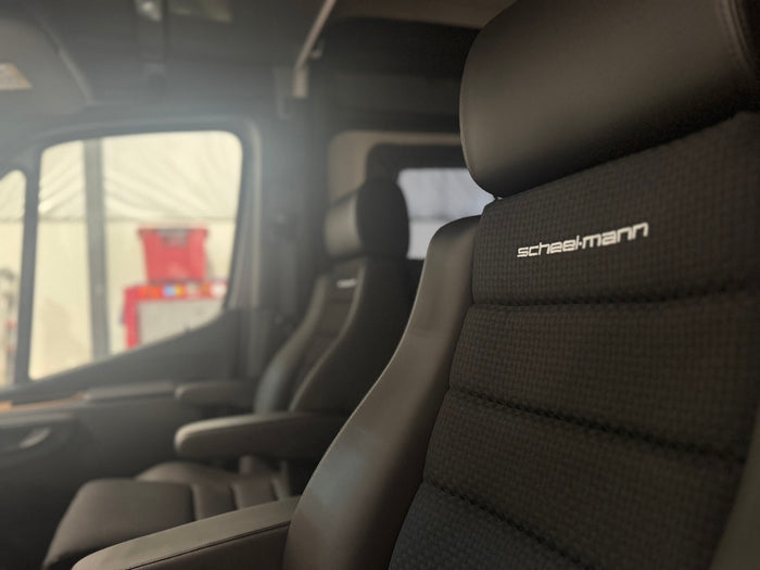 scheel-mann seat upgrade installed in a winnebago revel for heats, cooling, and comfort