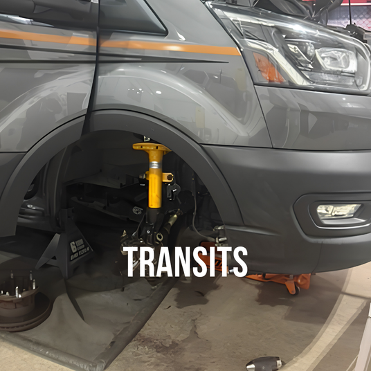bilstein strut on ford transit at wolf pack overland