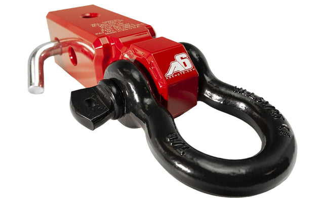 Agency 6 Recovery Shackle Block Assembly - 2.5" Receiver - Red - Wolf Pack Overland