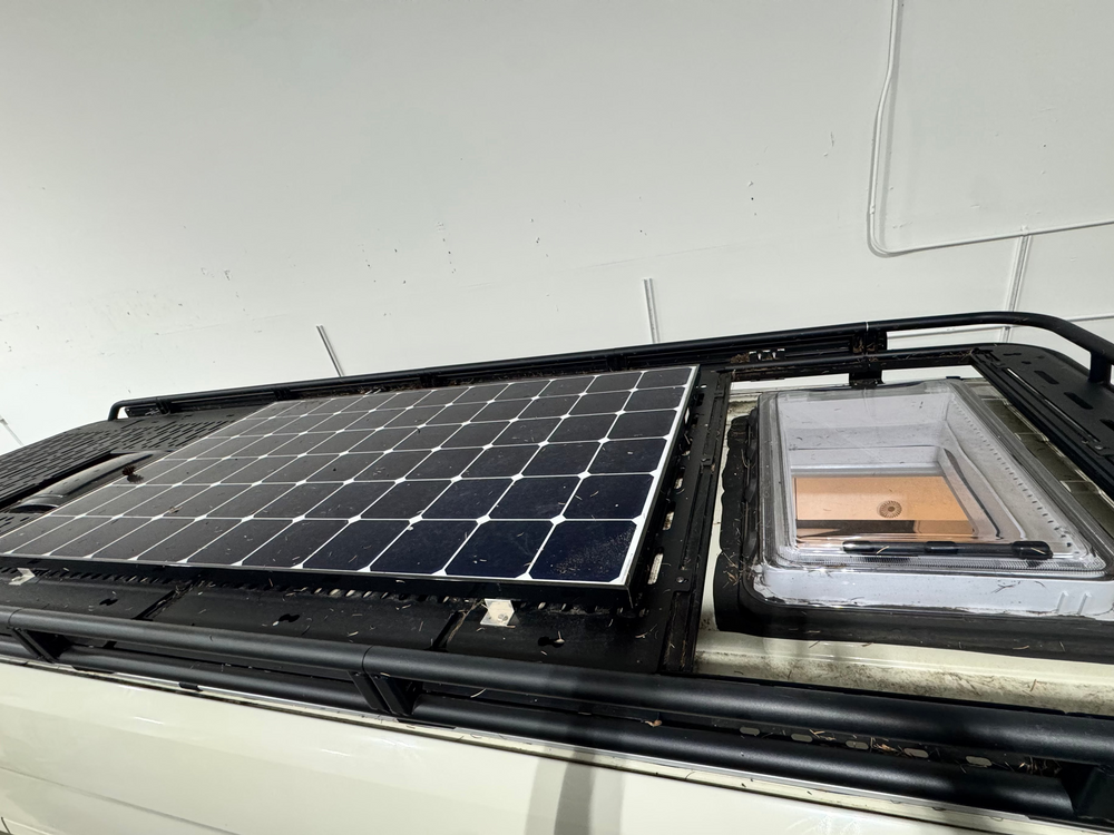 Roof solar installation at Wolf Pack Overland