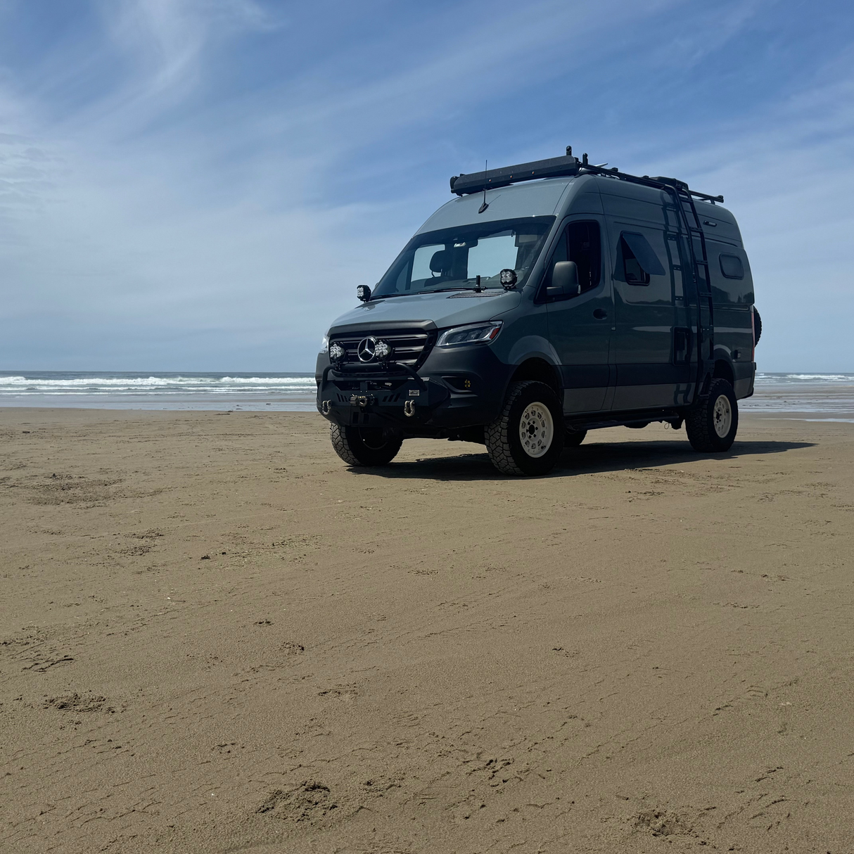 winnebago revel on beach oregon coast 