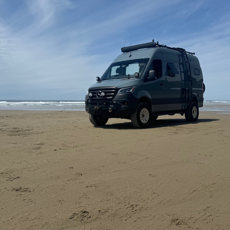 winnebago revel on beach oregon coast 
