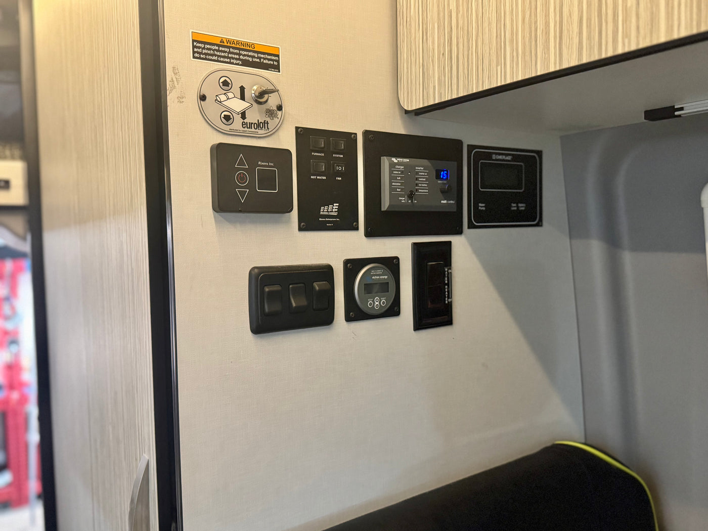 Starlink 12V DC power conversion kit installed in a Winnebago Revel showing reduced Amp draw