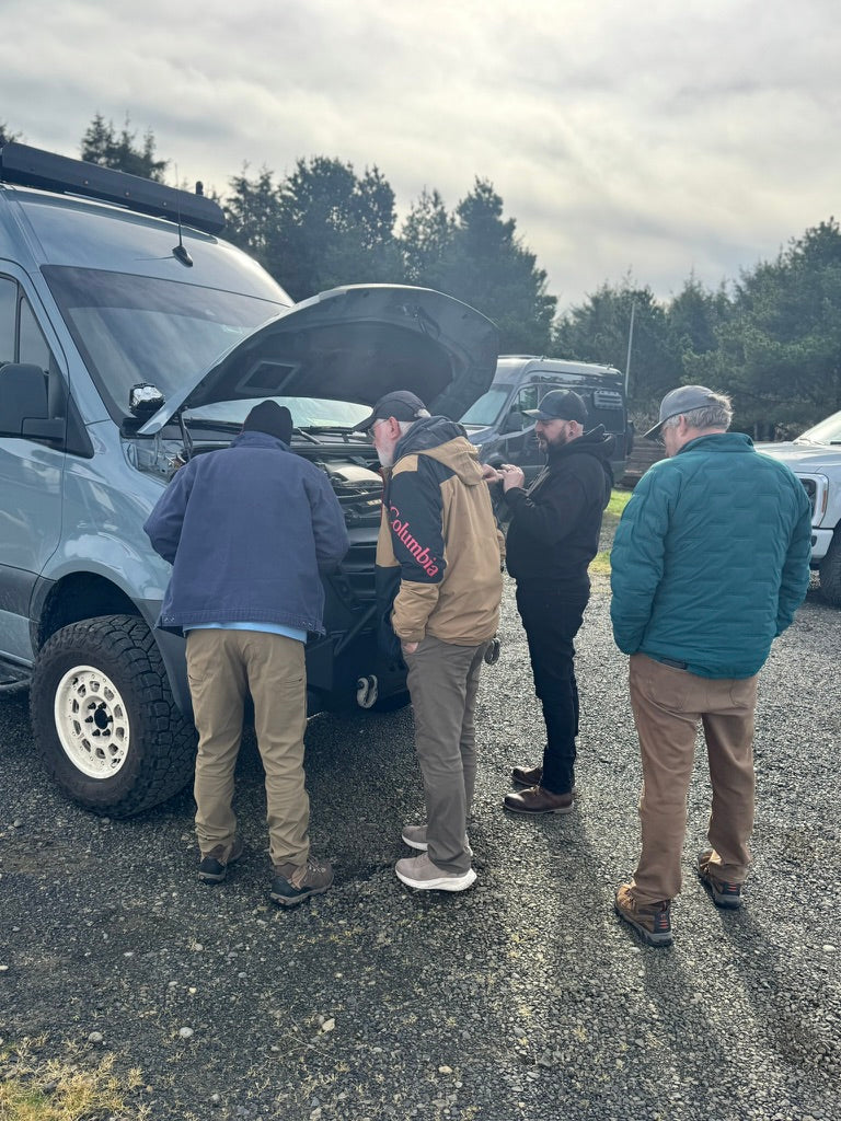Hands-on van orientation with the hood open