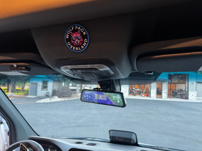 kyle's wolfbox mounted for rearview viewing